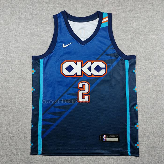 Camiseta Nino Oklahoma City Thunder Shai Gilgeous Alexander NO 2 Ciudad 2025-26 Azul